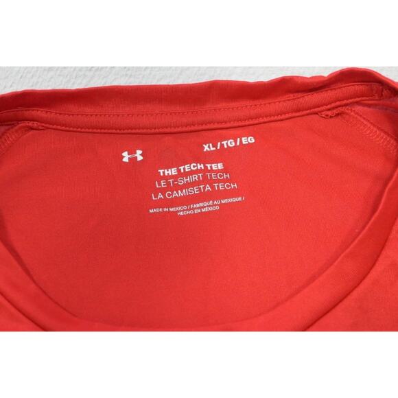 Under Armour Gym Shirt The Tech Tee HeatGear Red Athletic Mens Size XL - Picture 6 of 7